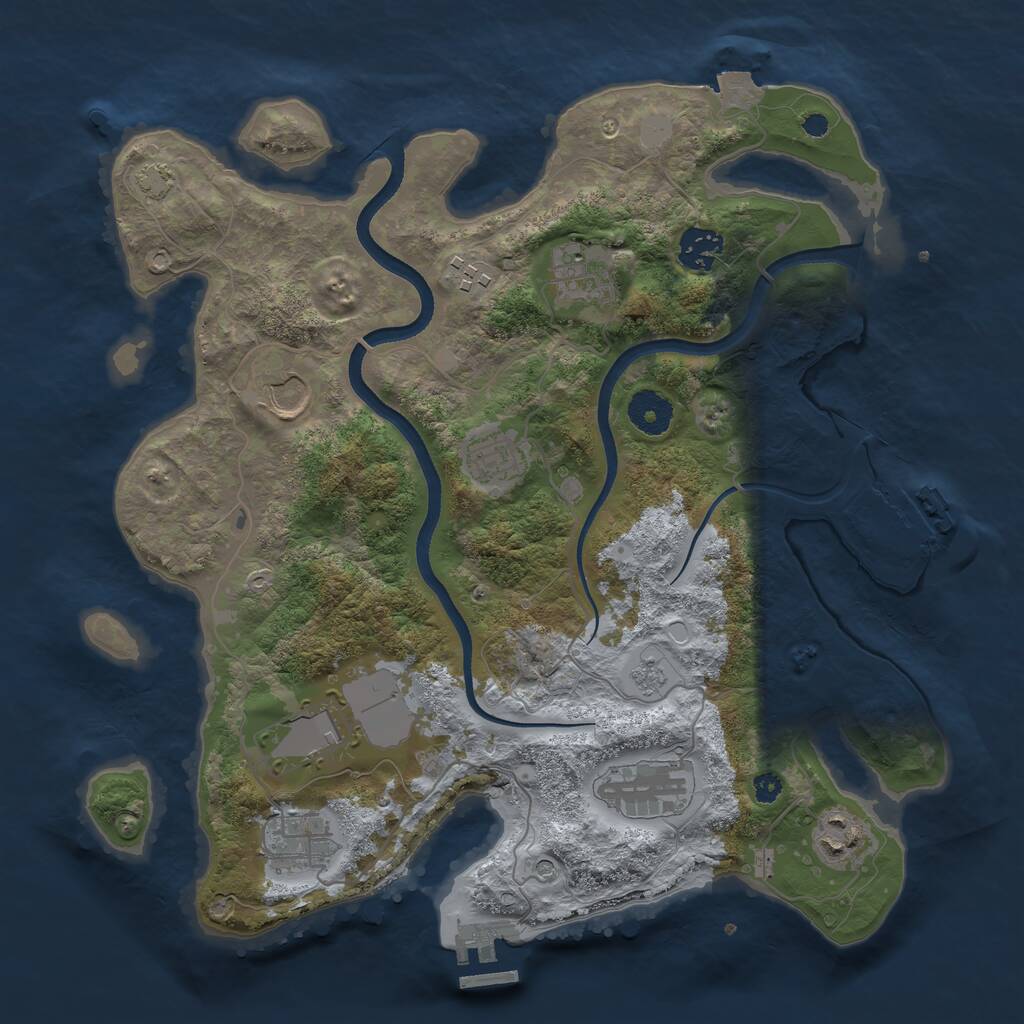 Rust Map: Procedural Map, Size: 3500, Seed: 1408707136, 15 Monuments