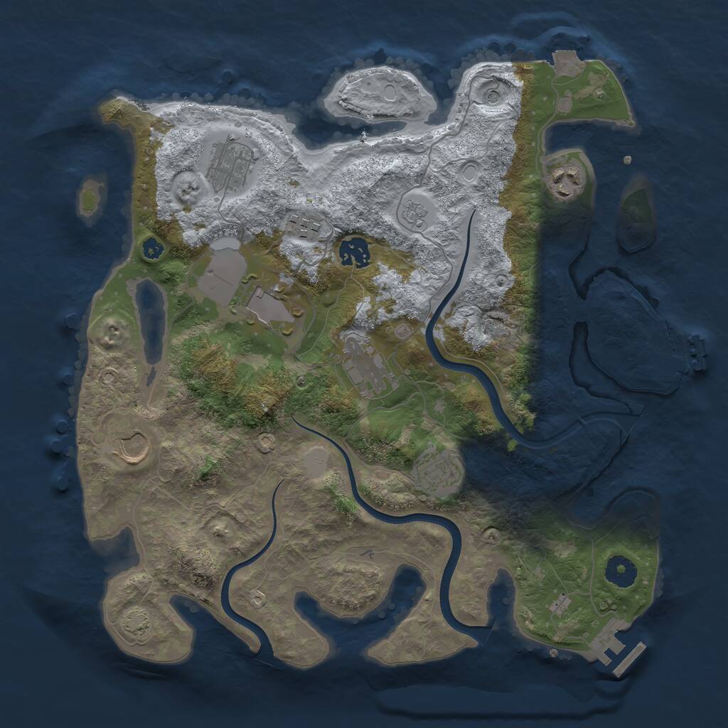 Rust Map: Procedural Map, Size: 3500, Seed: 288596904, 14 Monuments