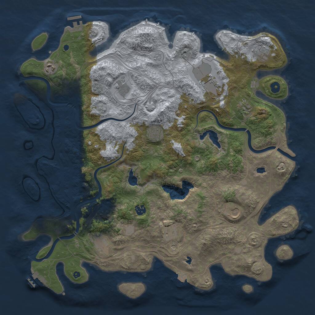 Rust Map: Procedural Map, Size: 4500, Seed: 1159365218, 17 Monuments