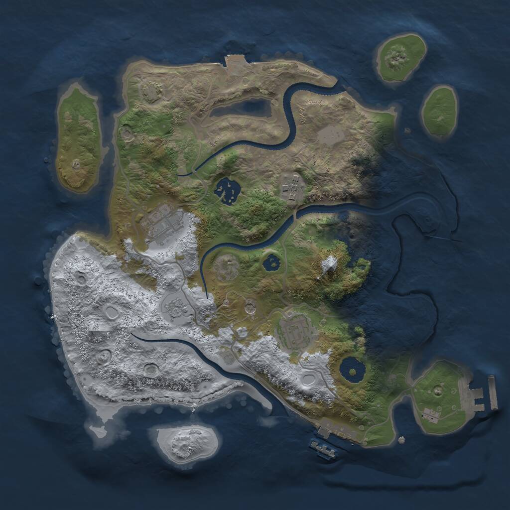 Rust Map: Procedural Map, Size: 3000, Seed: 111213, 10 Monuments
