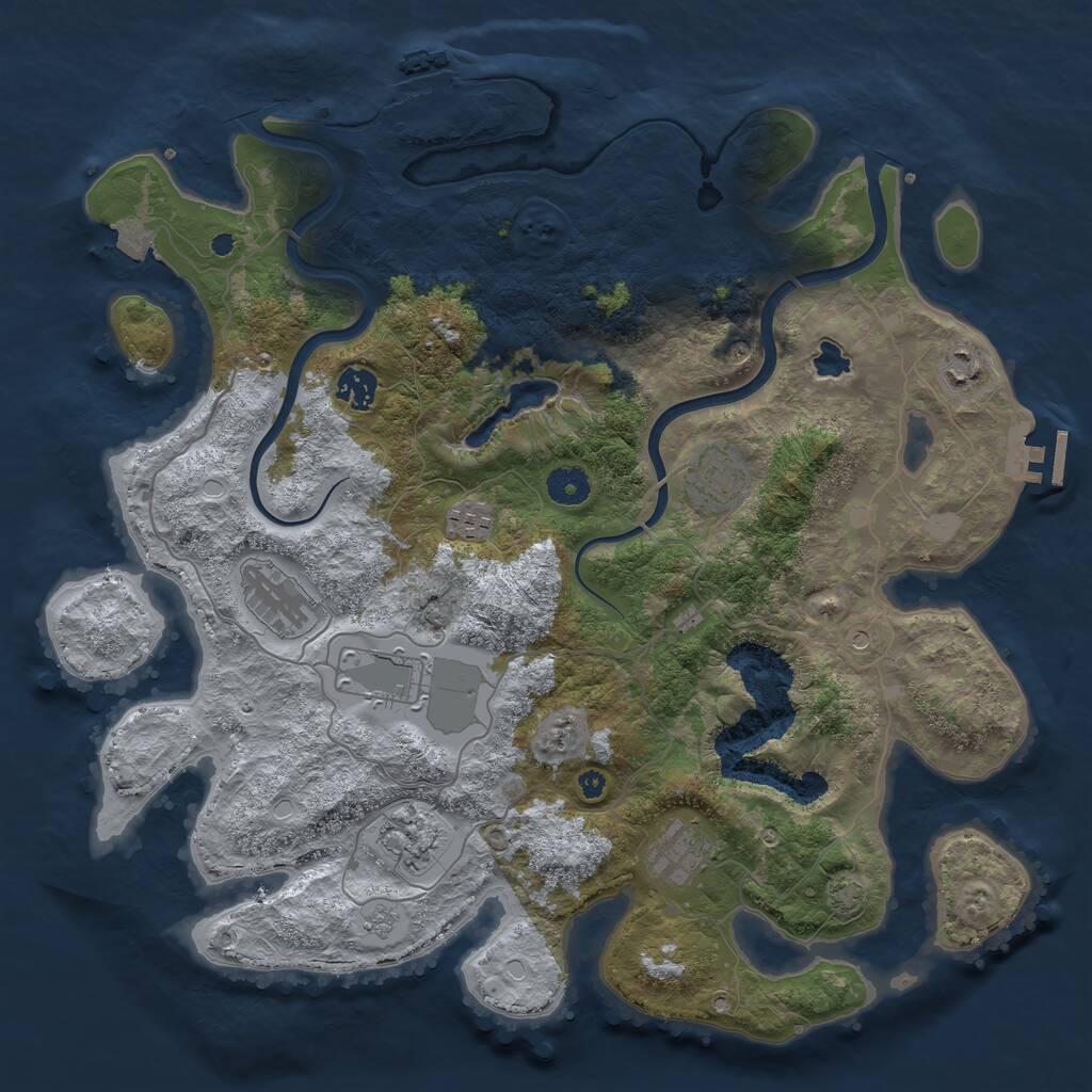 Rust Map: Procedural Map, Size: 4000, Seed: 1275074677, 14 Monuments