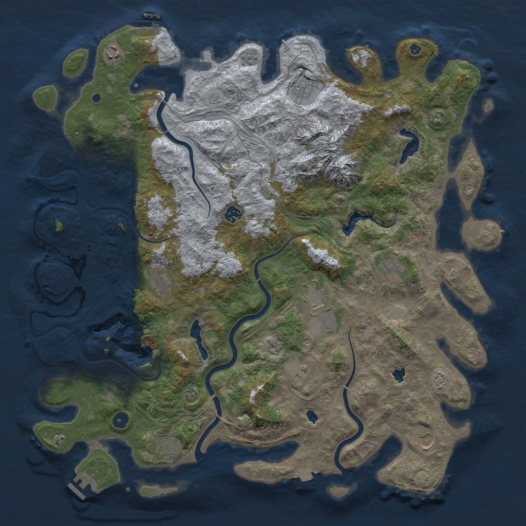 Rust Map: Procedural Map, Size: 5000, Seed: 1843442765, 16 Monuments