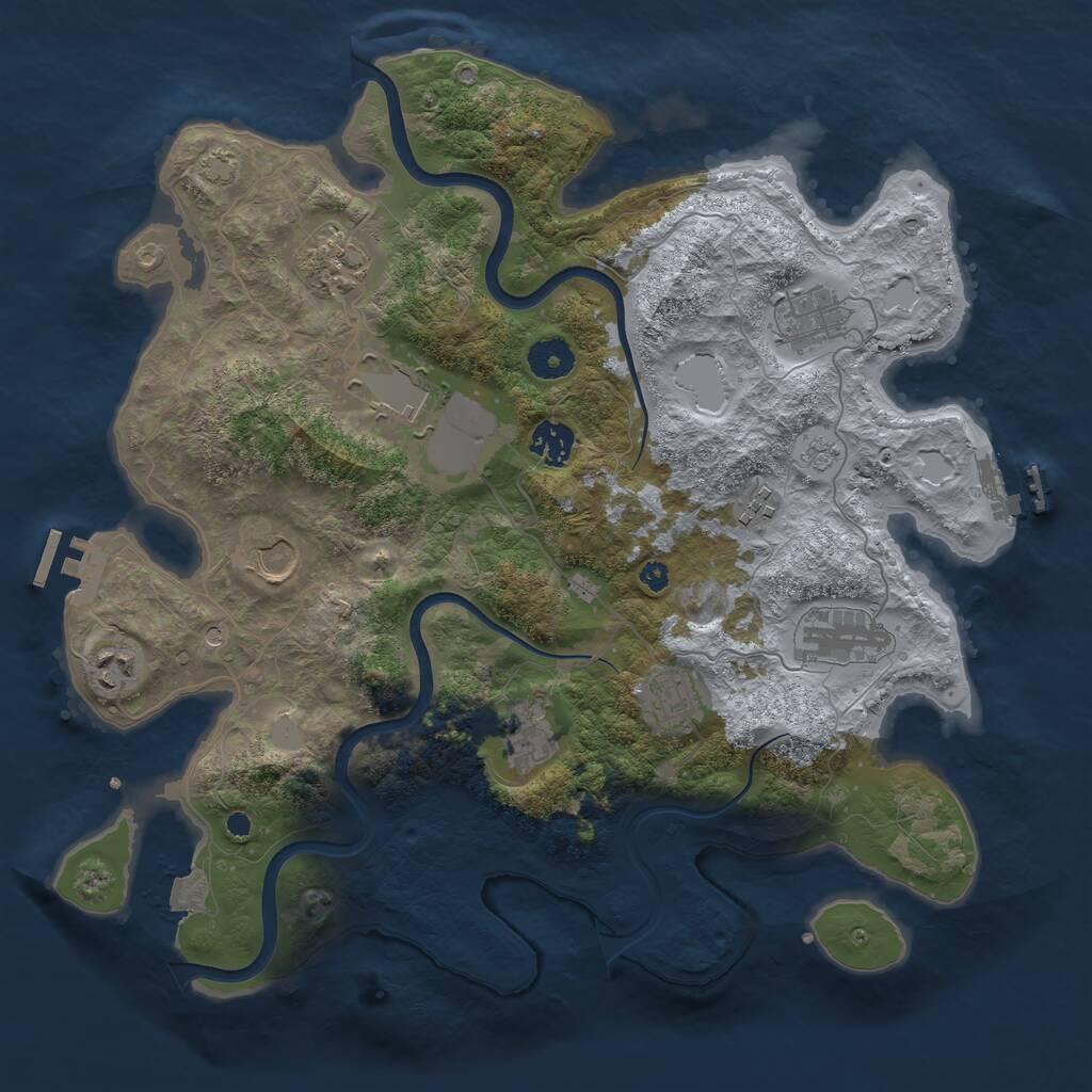 Rust Map: Procedural Map, Size: 3750, Seed: 2062344791, 16 Monuments