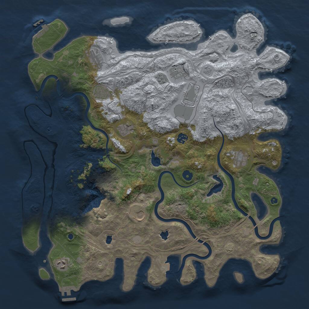 Rust Map: Procedural Map, Size: 4500, Seed: 532759237, 16 Monuments