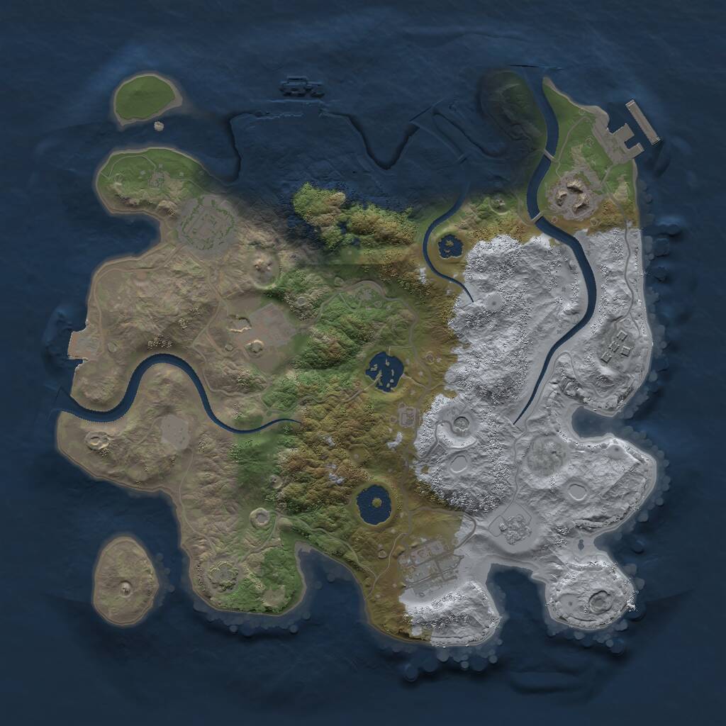 Rust Map: Procedural Map, Size: 3000, Seed: 673777563, 12 Monuments