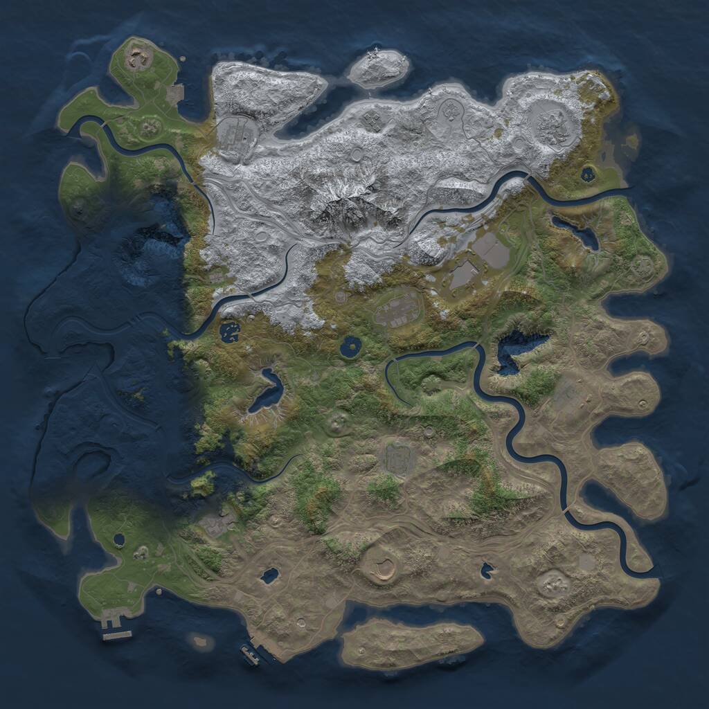 Rust Map: Procedural Map, Size: 5000, Seed: 111079, 17 Monuments