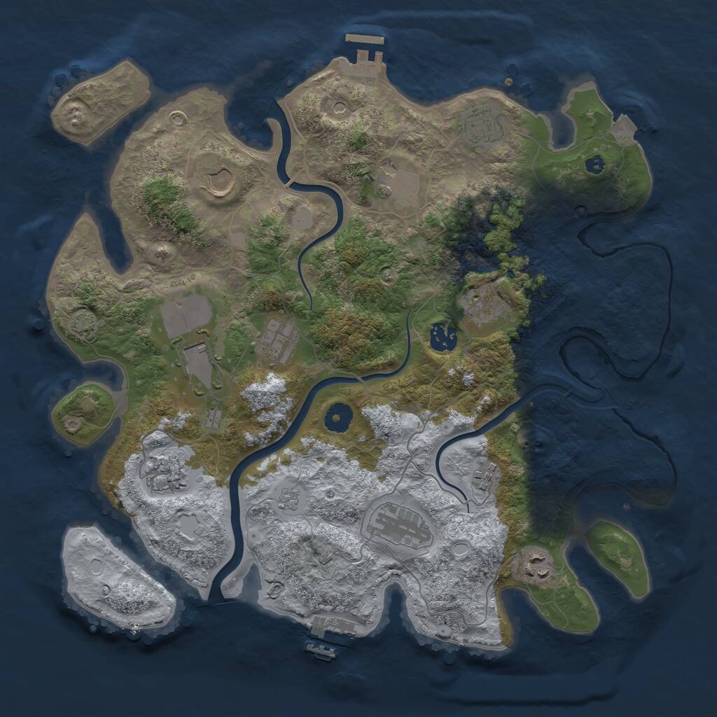 Rust Map: Procedural Map, Size: 3750, Seed: 1173573079, 17 Monuments