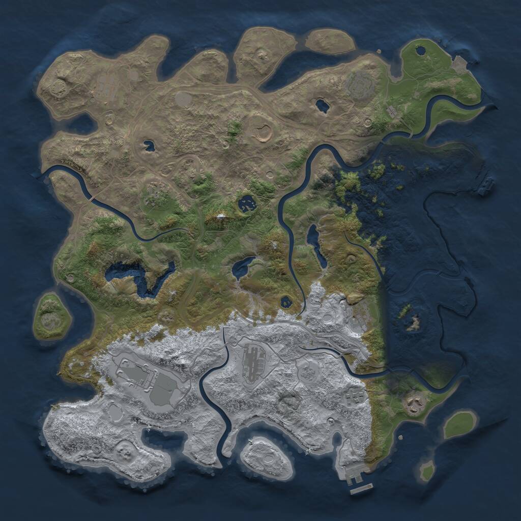 Rust Map: Procedural Map, Size: 4500, Seed: 1423361233, 16 Monuments