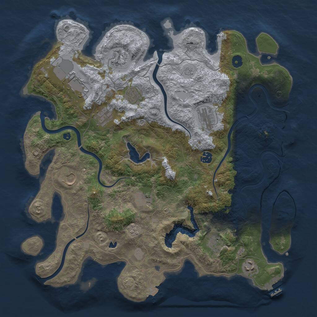 Rust Map: Procedural Map, Size: 4096, Seed: 1838346617, 17 Monuments