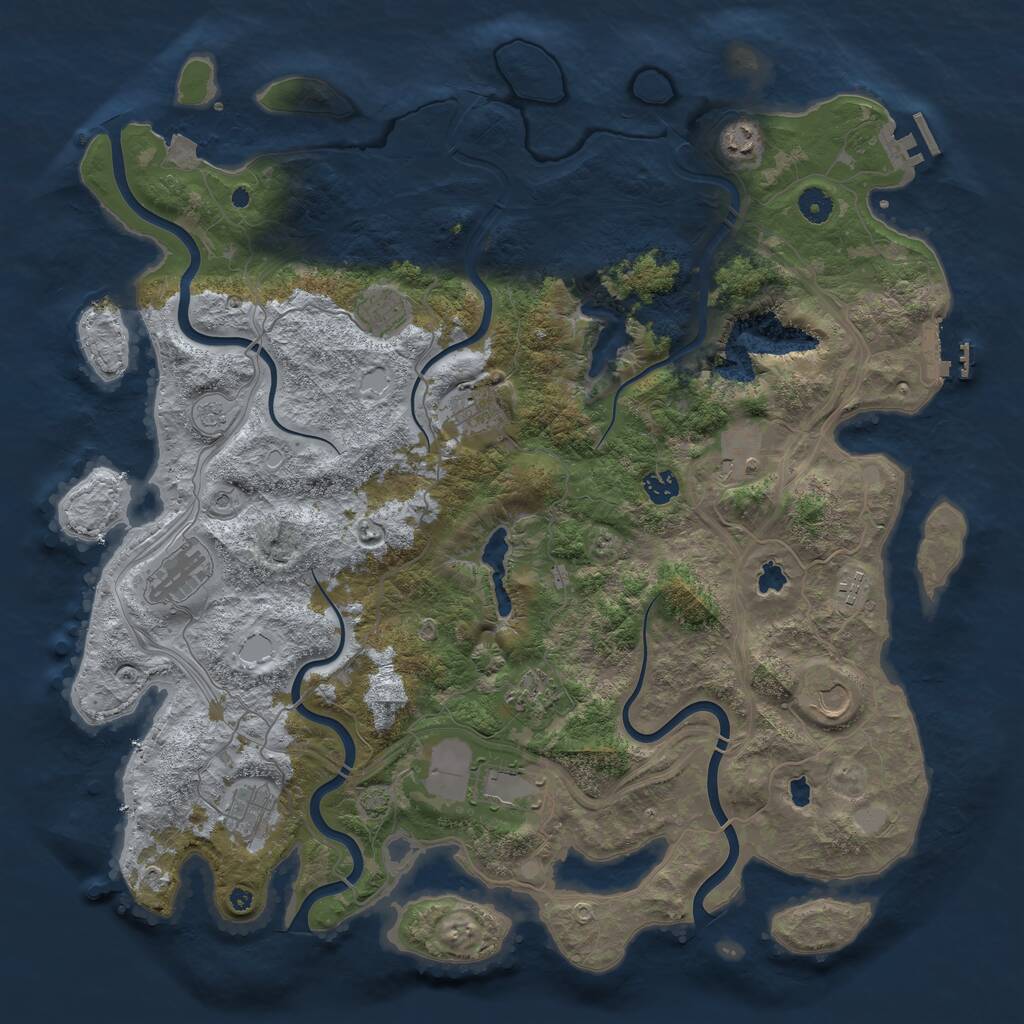Rust Map: Procedural Map, Size: 4500, Seed: 1224603626, 17 Monuments