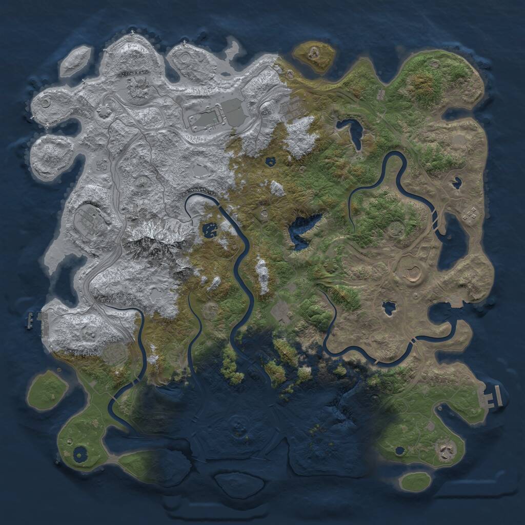 Rust Map: Procedural Map, Size: 5000, Seed: 28014, 16 Monuments