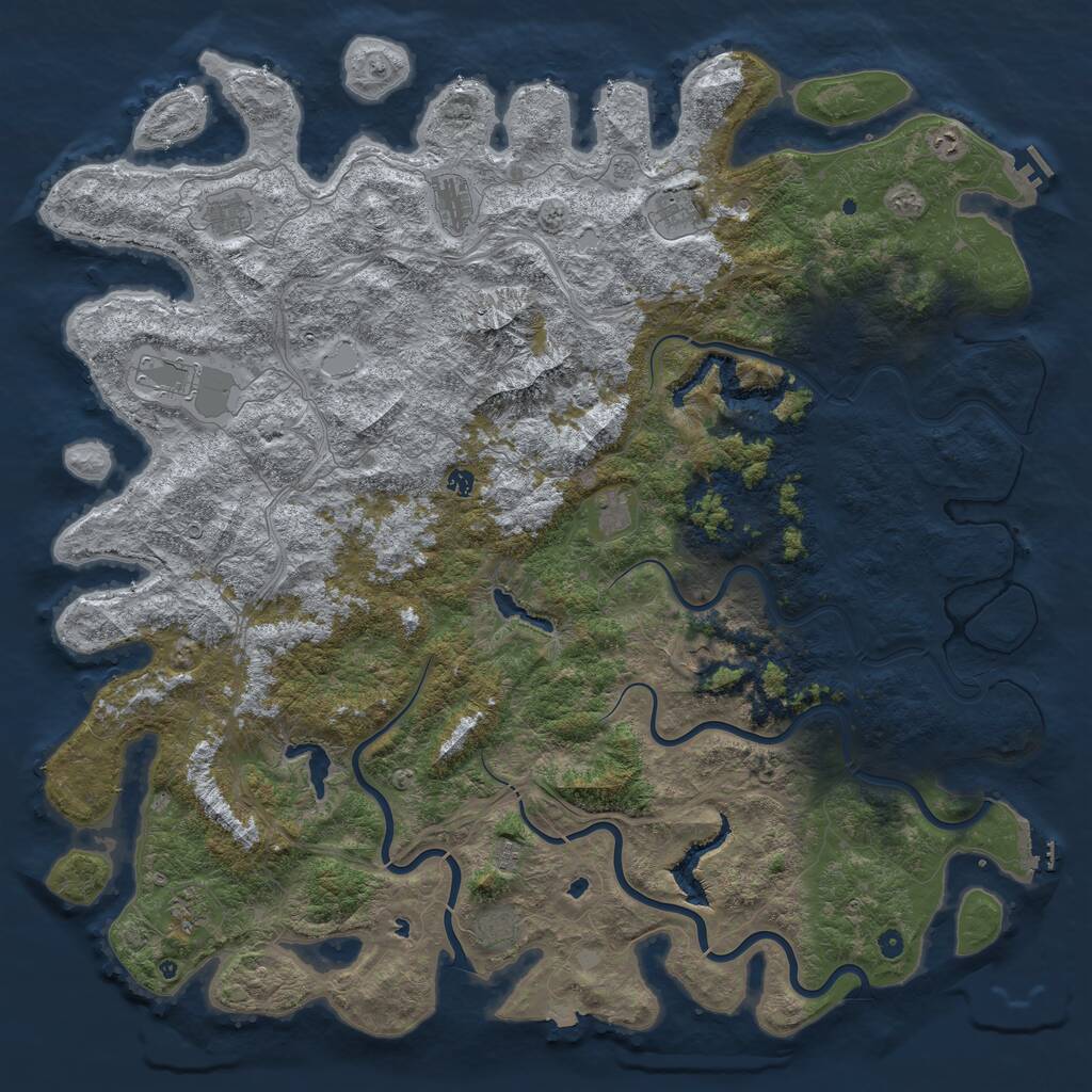 Rust Map: Procedural Map, Size: 6000, Seed: 778122428, 17 Monuments