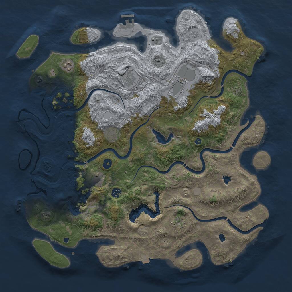 Rust Map: Procedural Map, Size: 4500, Seed: 912409937, 14 Monuments