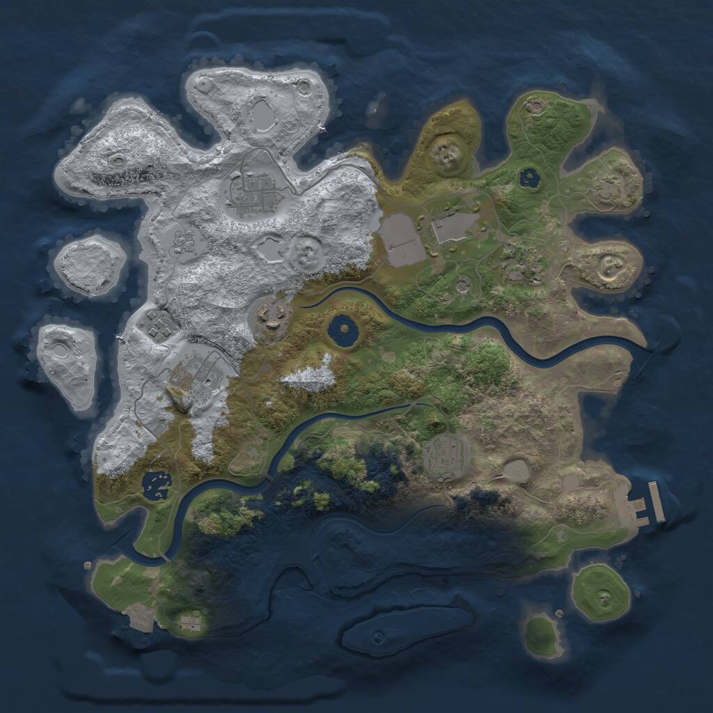Rust Map: Procedural Map, Size: 3500, Seed: 154986028, 13 Monuments