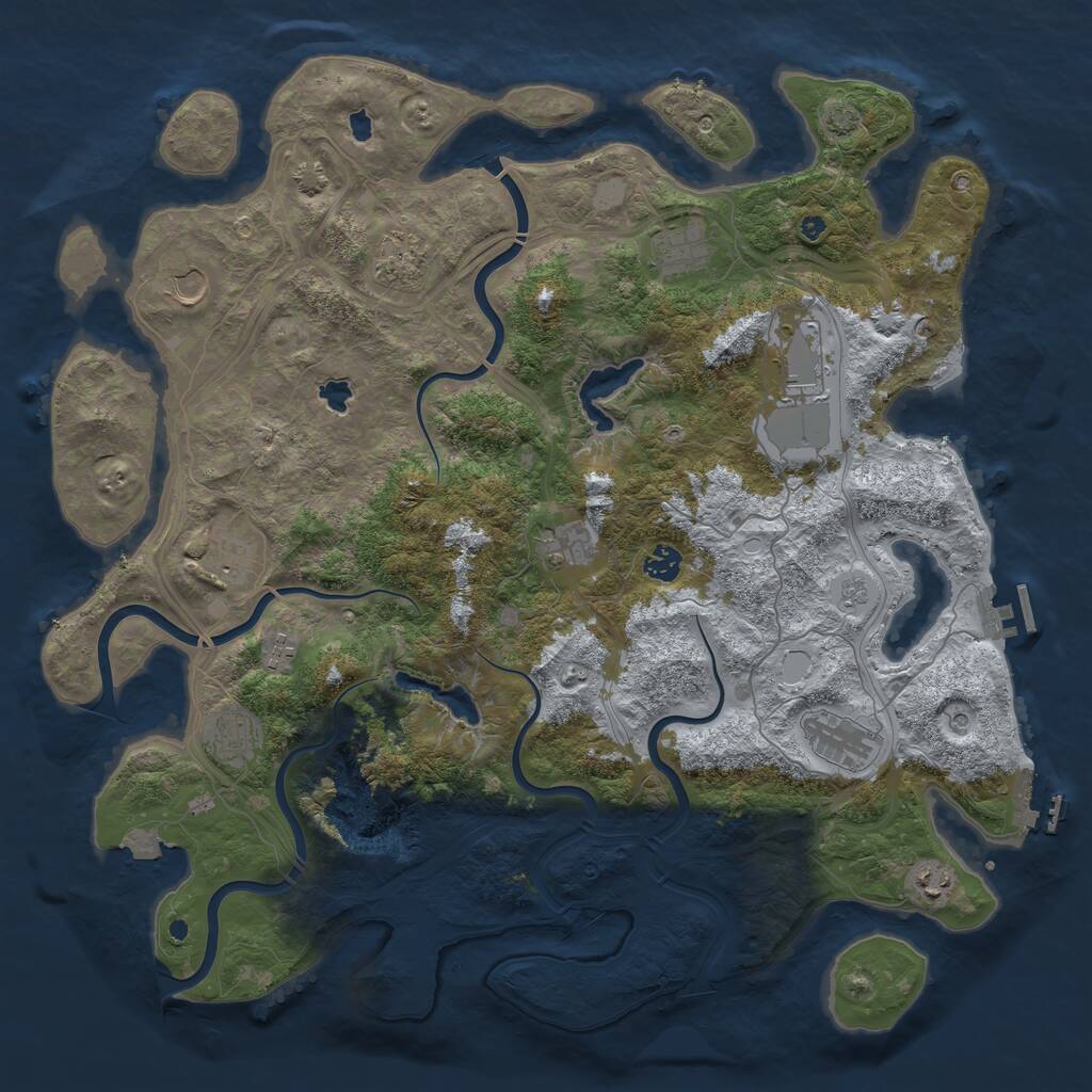 Rust Map: Procedural Map, Size: 4500, Seed: 908576579, 17 Monuments