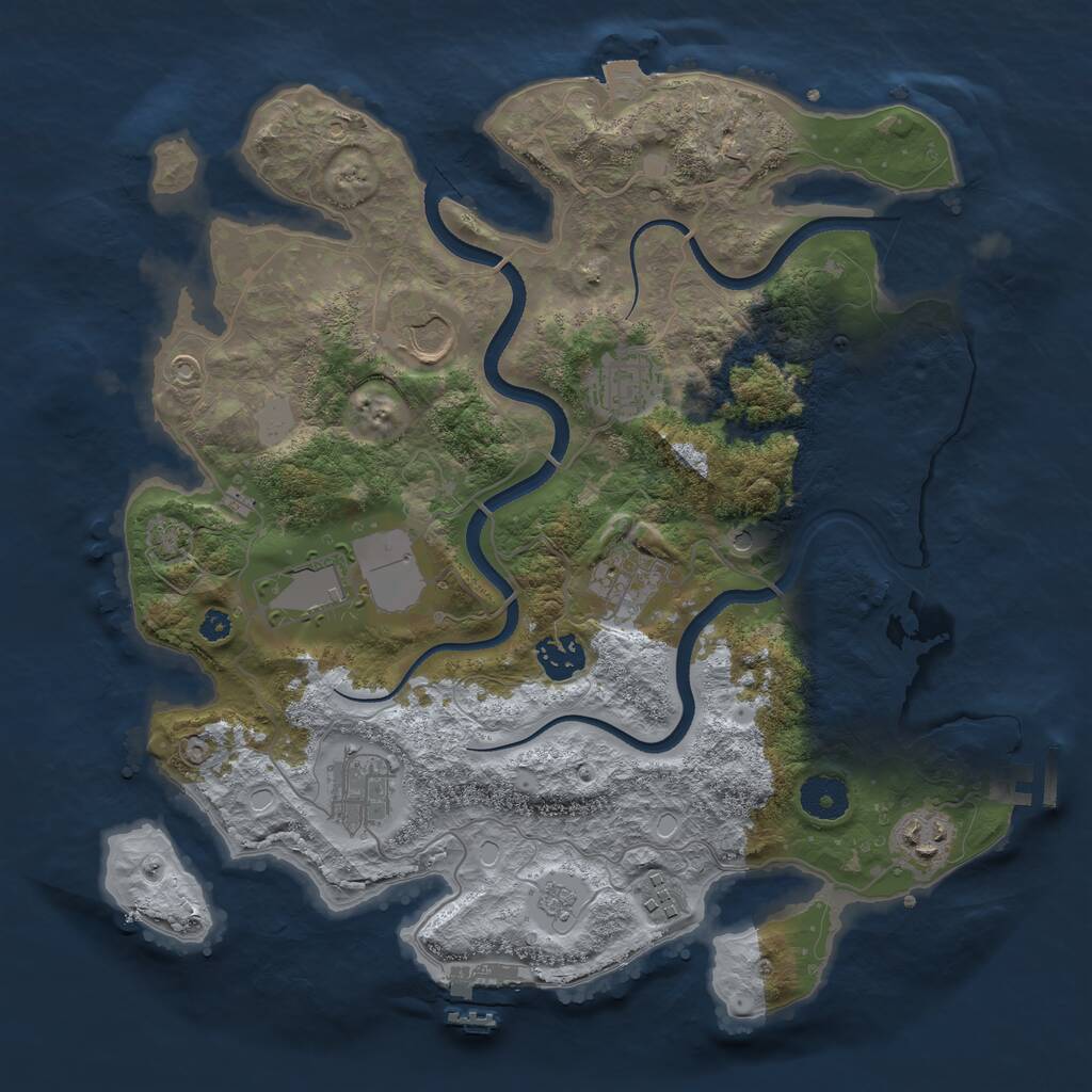 Rust Map: Procedural Map, Size: 3500, Seed: 691630091, 14 Monuments