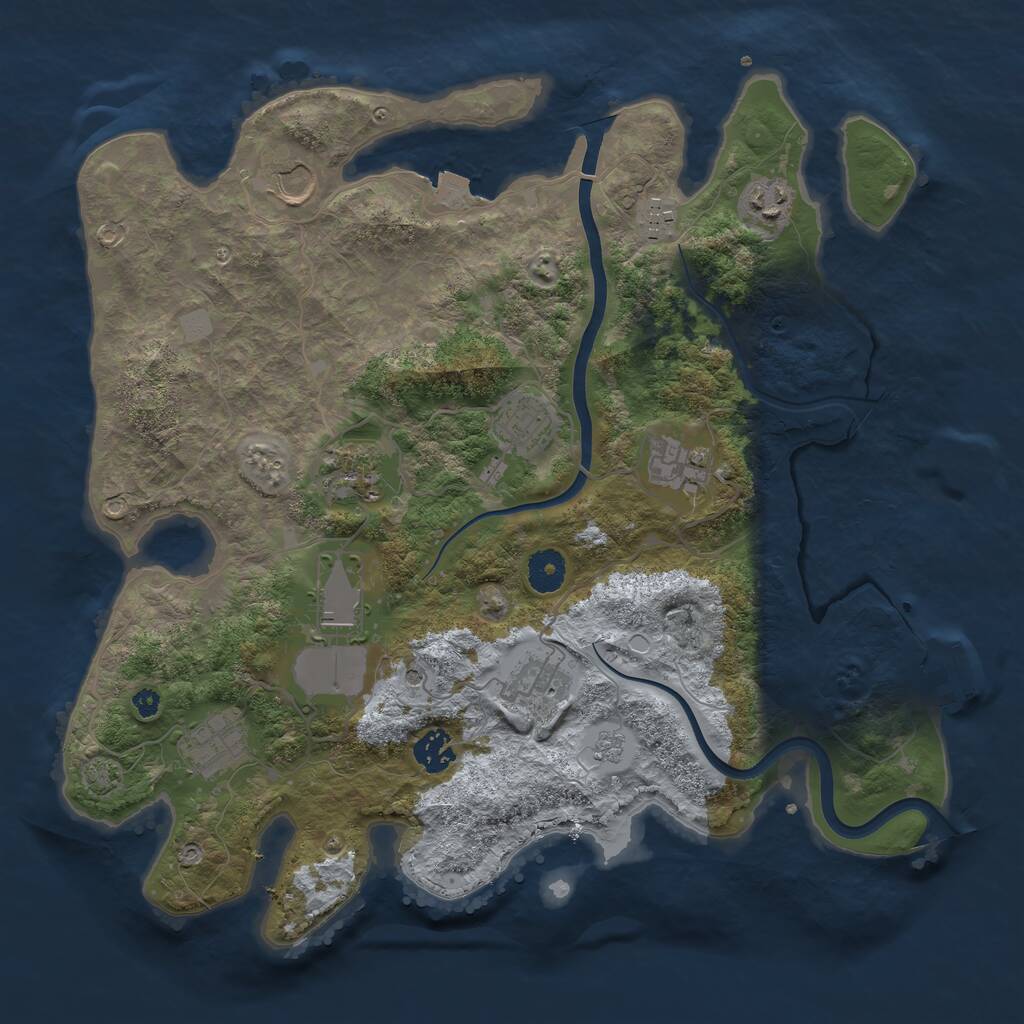 Rust Map: Procedural Map, Size: 3750, Seed: 1469099335, 15 Monuments