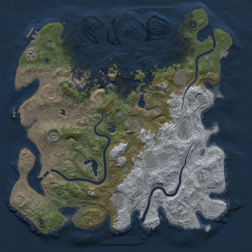 Rust Map: Procedural Map, Size: 4500, Seed: 1637955428, 16 Monuments