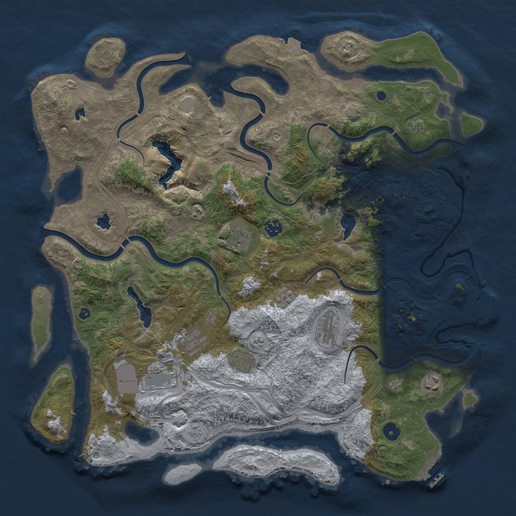 Rust Map: Procedural Map, Size: 4500, Seed: 654537593, 14 Monuments