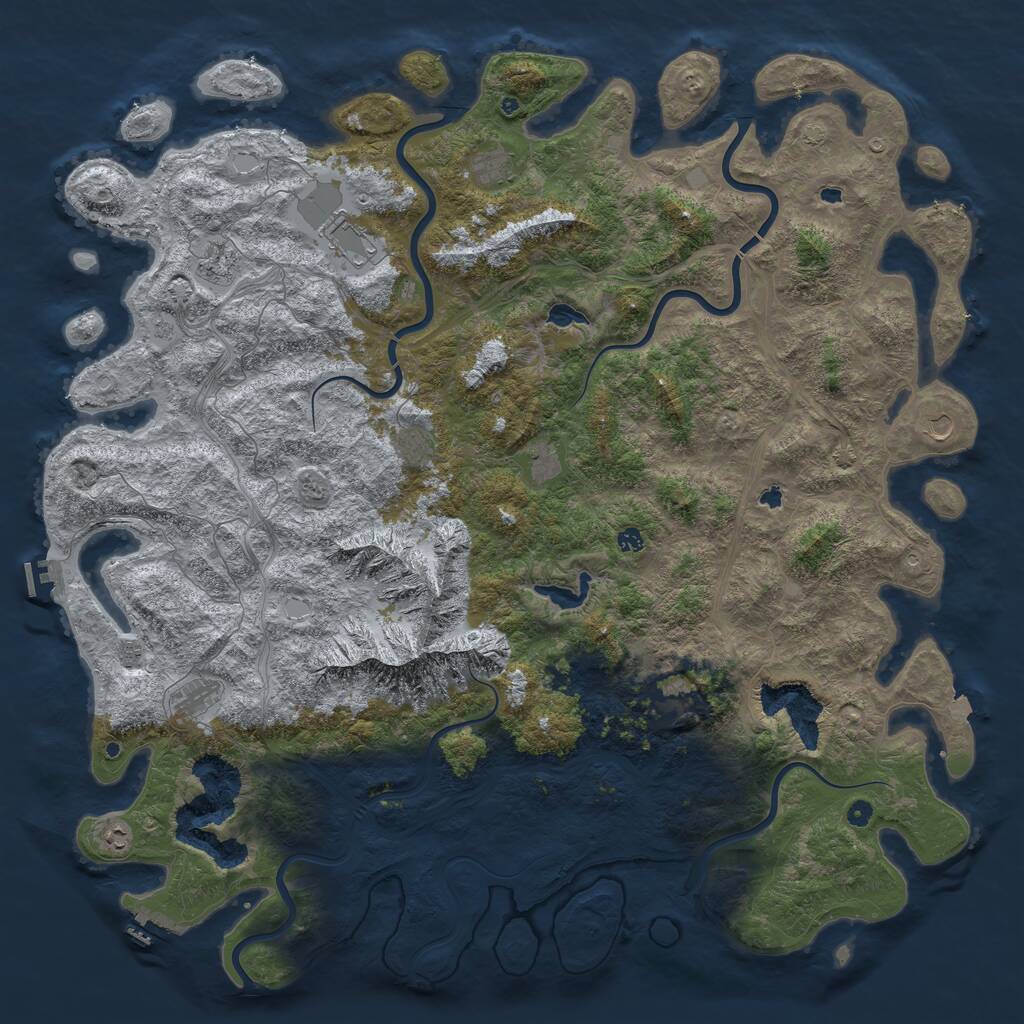 Rust Map: Procedural Map, Size: 6000, Seed: 620381046, 17 Monuments