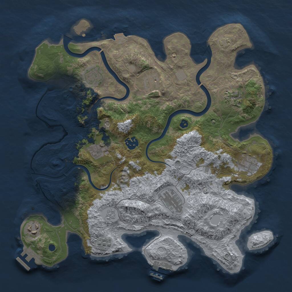 Rust Map: Procedural Map, Size: 3450, Seed: 1610597395, 15 Monuments