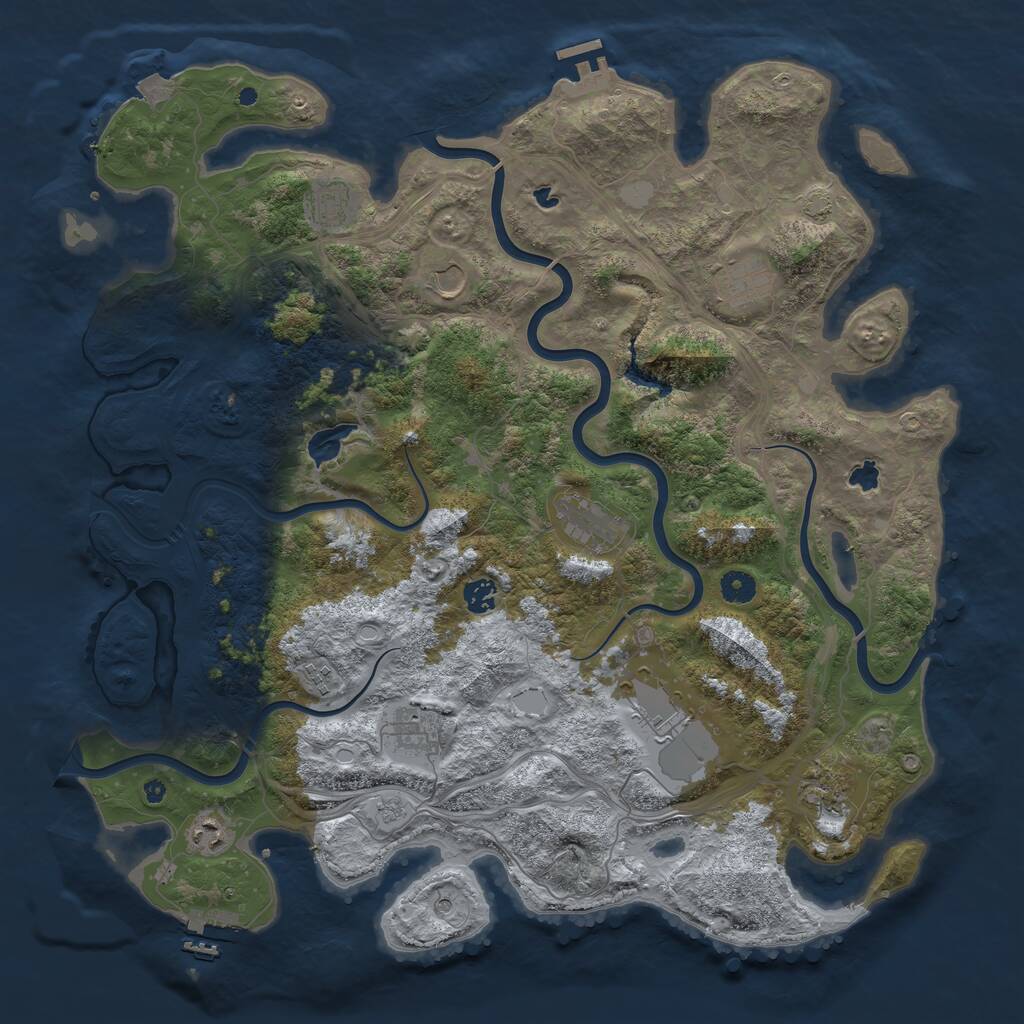 Rust Map: Procedural Map, Size: 4500, Seed: 1907901163, 16 Monuments