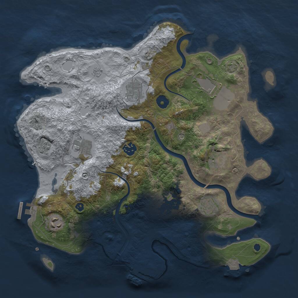 Rust Map: Procedural Map, Size: 3500, Seed: 213937309, 15 Monuments