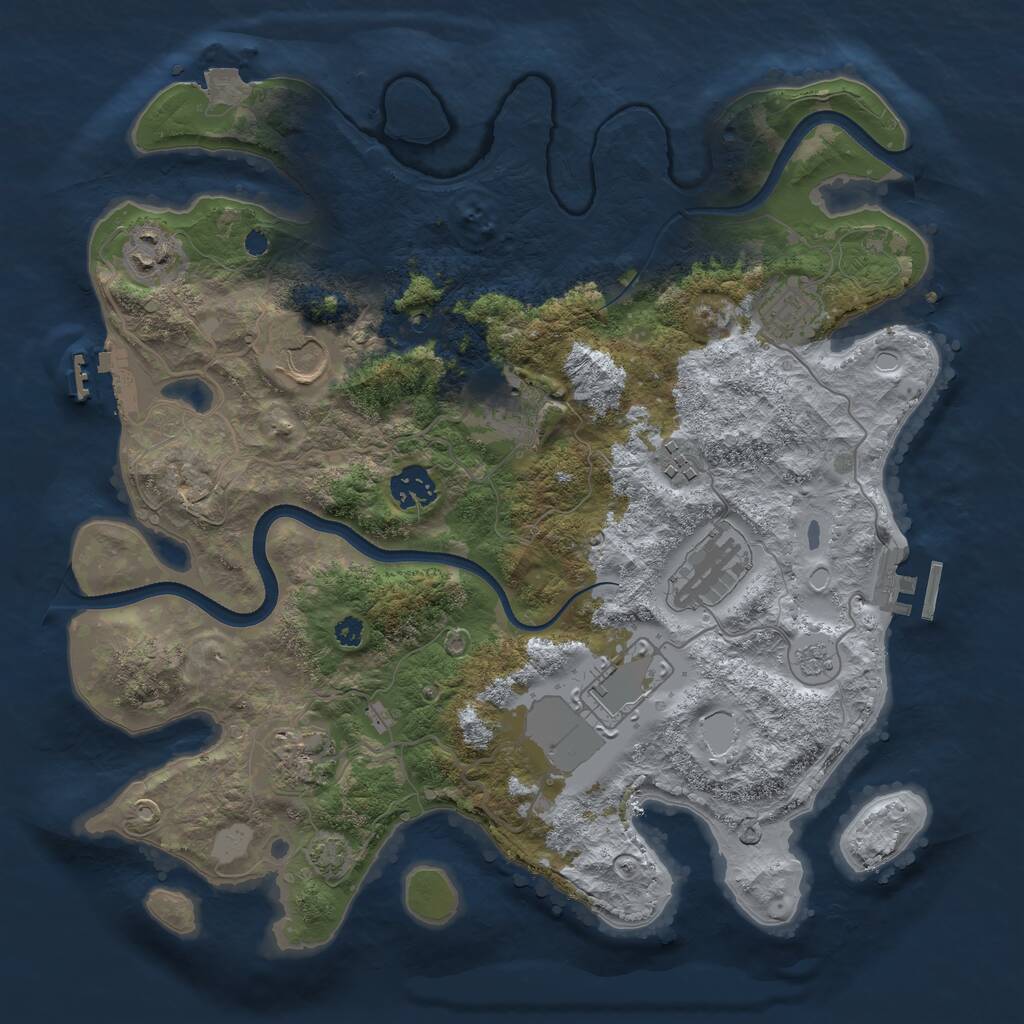 Rust Map: Procedural Map, Size: 3500, Seed: 1691757234, 15 Monuments