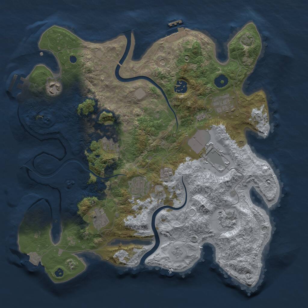 Rust Map: Procedural Map, Size: 3500, Seed: 1092711606, 15 Monuments