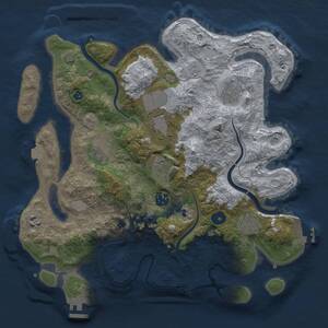 Thumbnail Rust Map: Procedural Map, Size: 3500, Seed: 1793404307, 14 Monuments