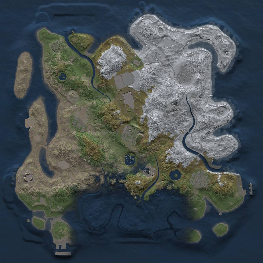 Rust Map: Procedural Map, Size: 3500, Seed: 1793404307, 14 Monuments