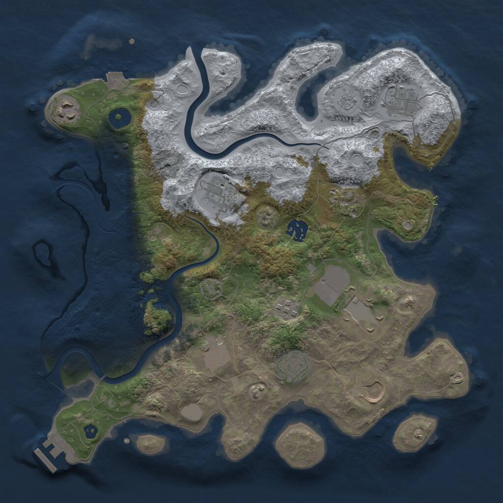 Rust Map: Procedural Map, Size: 3500, Seed: 6410957, 15 Monuments