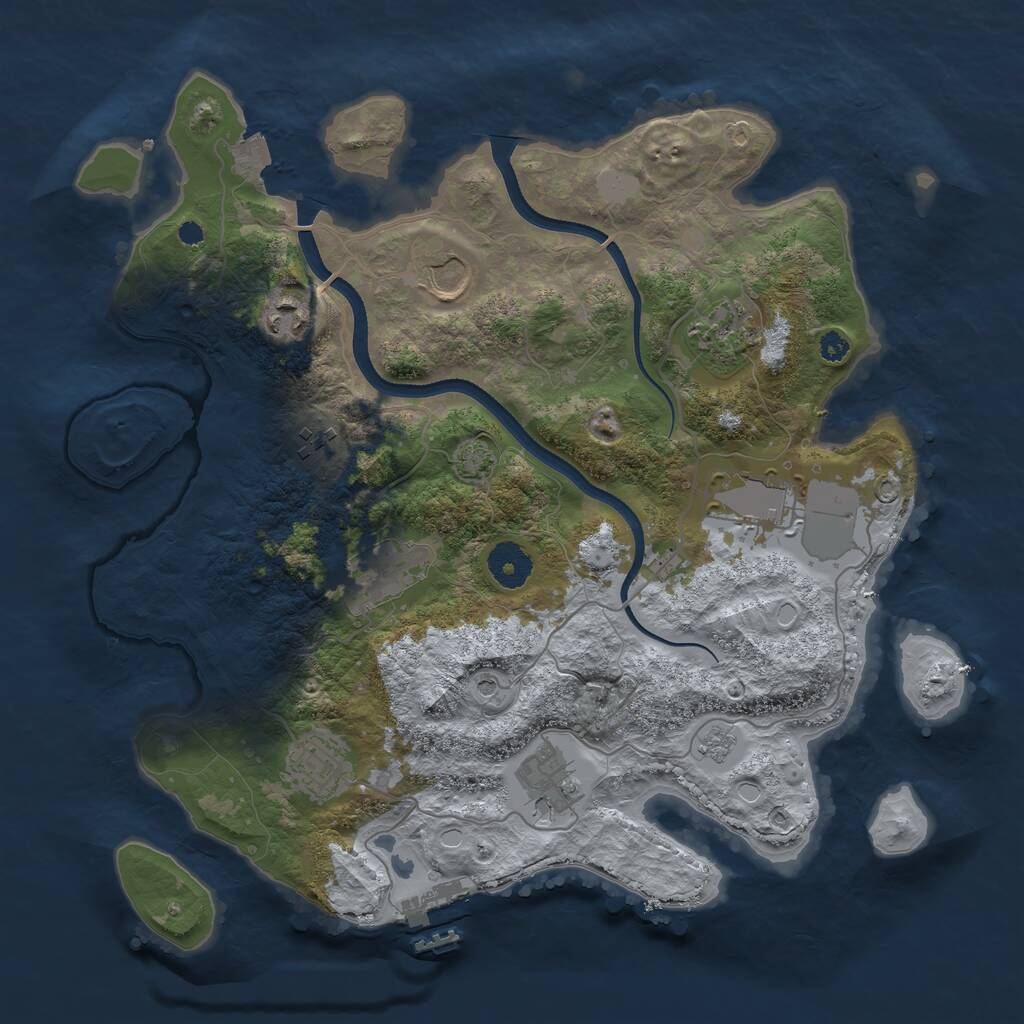 Rust Map: Procedural Map, Size: 3500, Seed: 1895536469, 13 Monuments