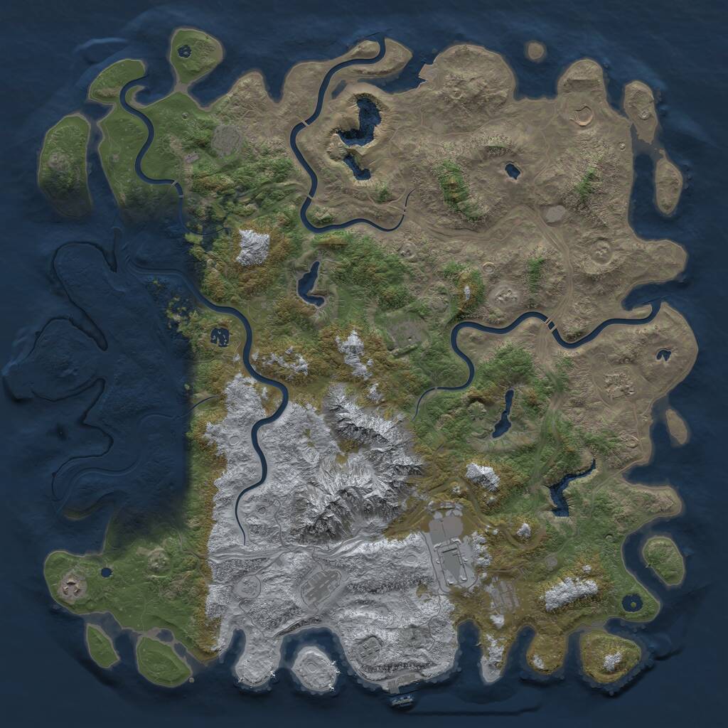 Rust Map: Procedural Map, Size: 5555, Seed: 90864358, 16 Monuments