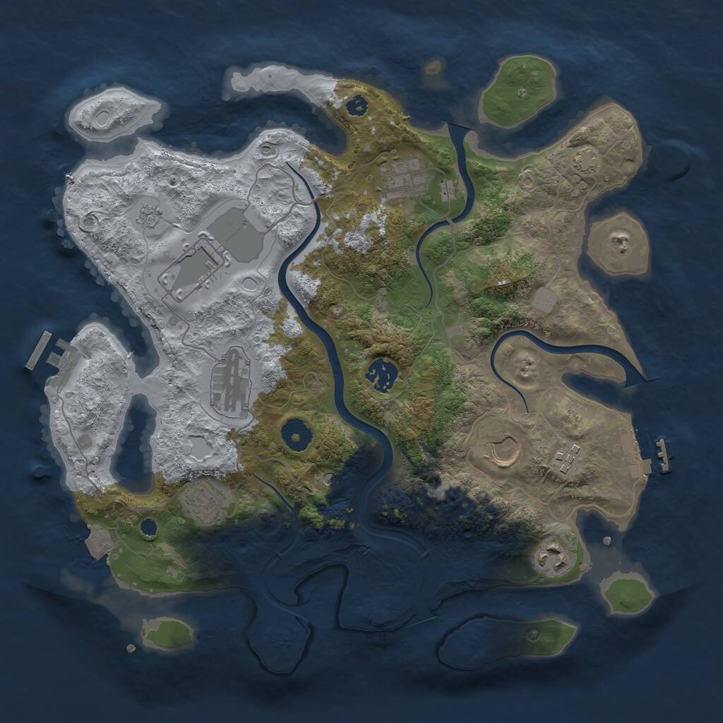 Rust Map: Procedural Map, Size: 3500, Seed: 847122206, 14 Monuments