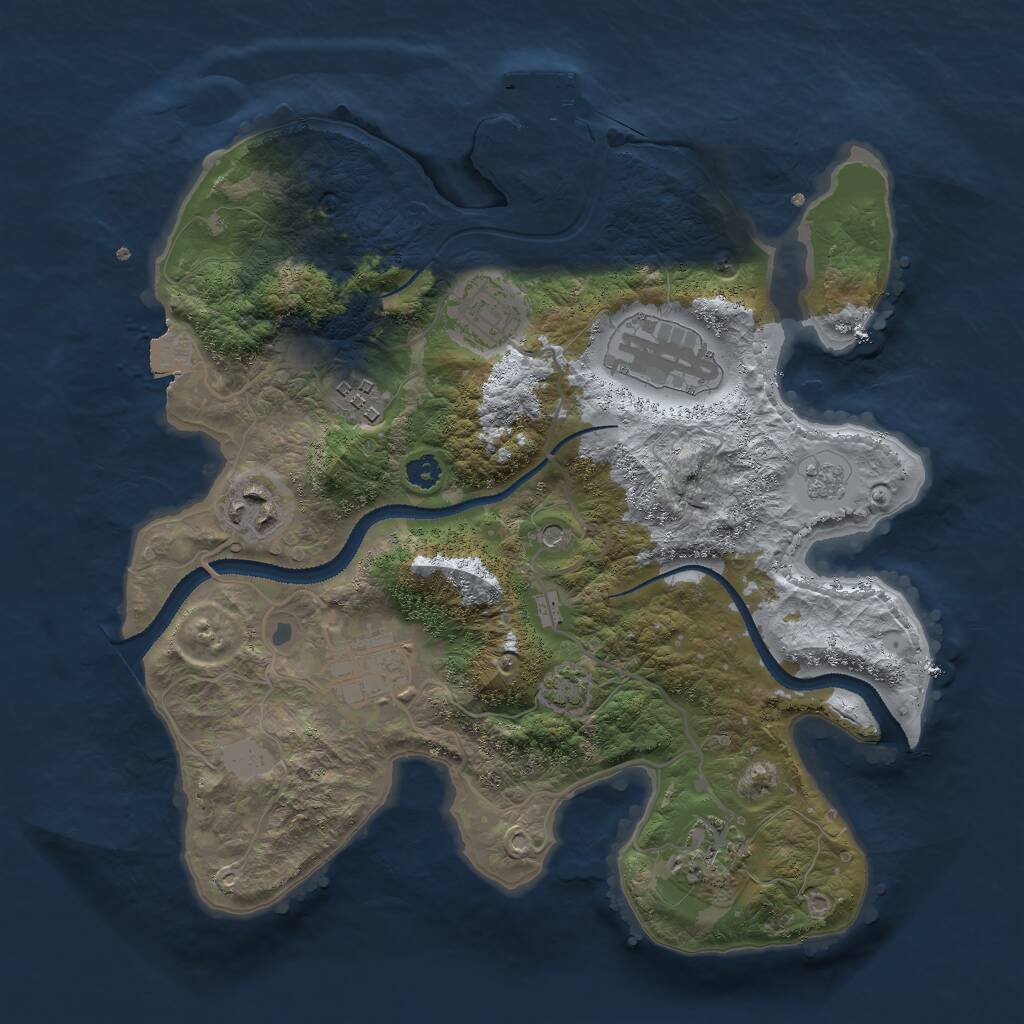 Rust Map: Procedural Map, Size: 3000, Seed: 61654165, 11 Monuments