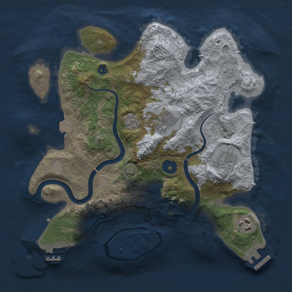 Rust Map: Procedural Map, Size: 3000, Seed: 73995392, 10 Monuments