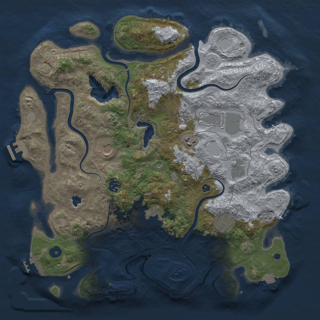 Rust Map: Procedural Map, Size: 4050, Seed: 1277165470, 15 Monuments