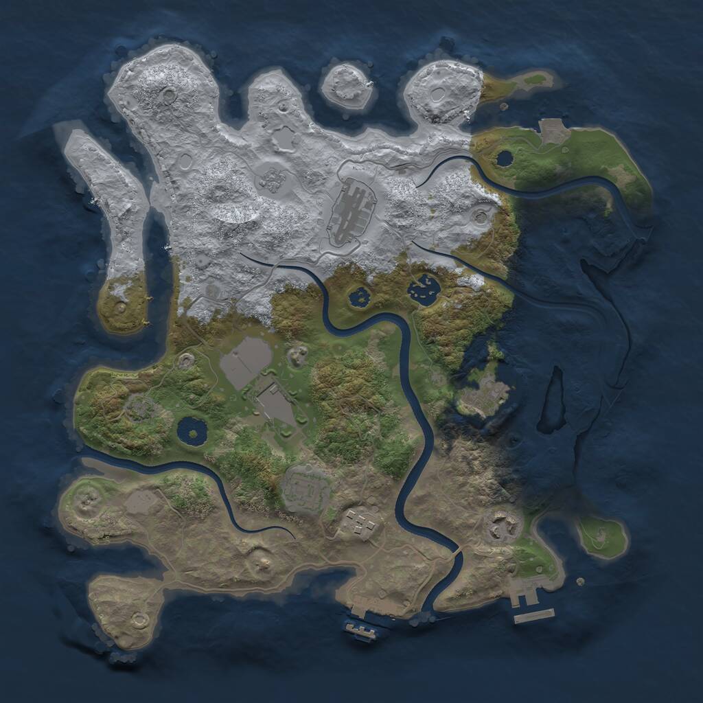 Rust Map: Procedural Map, Size: 3500, Seed: 2080755469, 13 Monuments