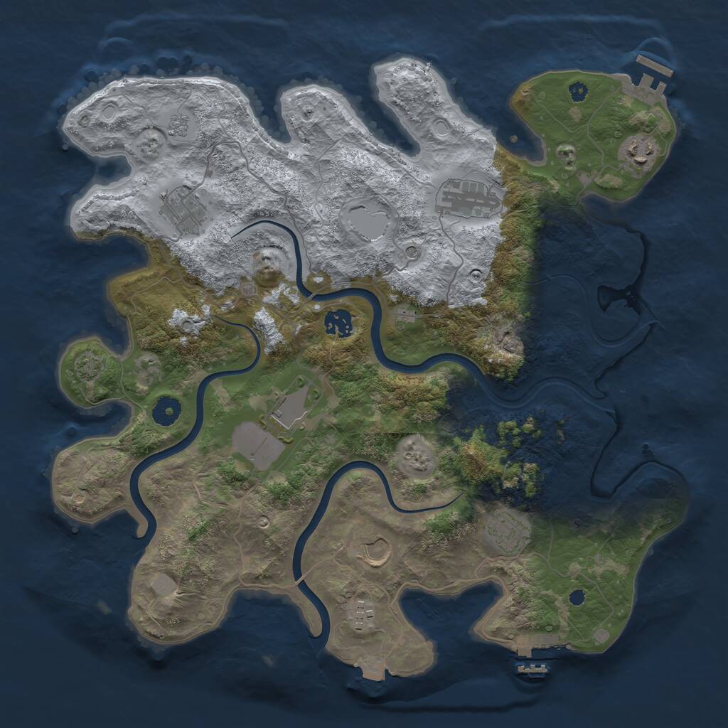 Rust Map: Procedural Map, Size: 3800, Seed: 2020661172, 14 Monuments