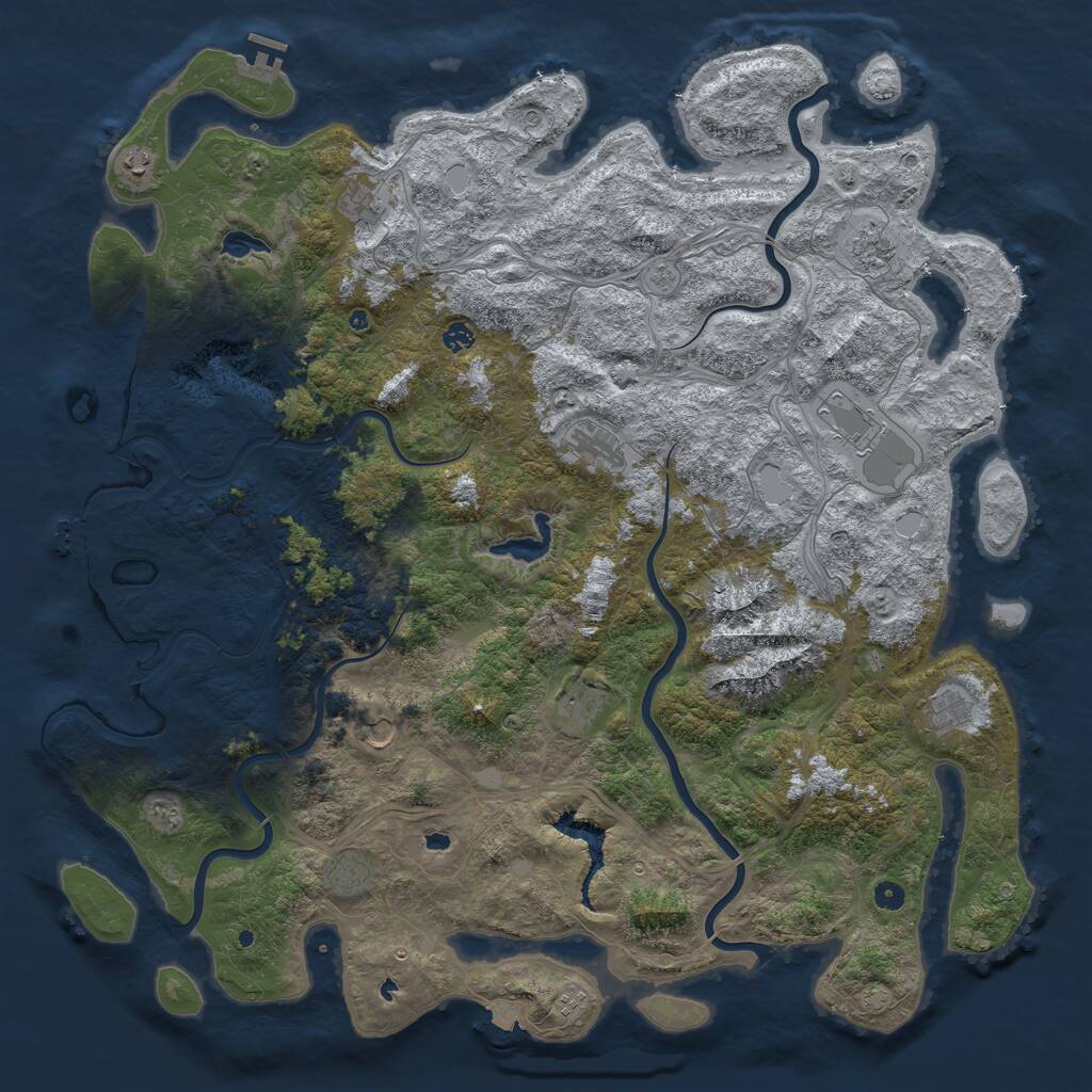 Rust Map: Procedural Map, Size: 5500, Seed: 101000666, 17 Monuments