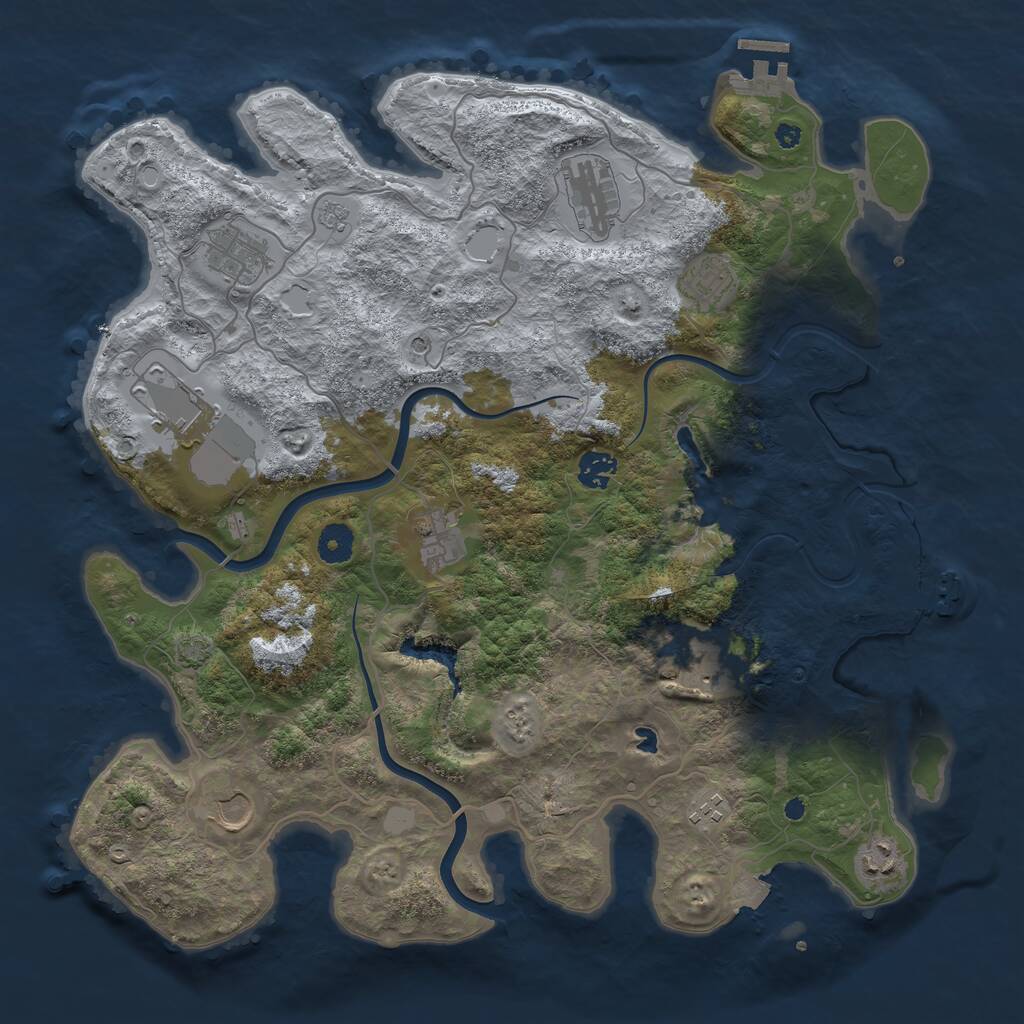 Rust Map: Procedural Map, Size: 4000, Seed: 97347, 16 Monuments