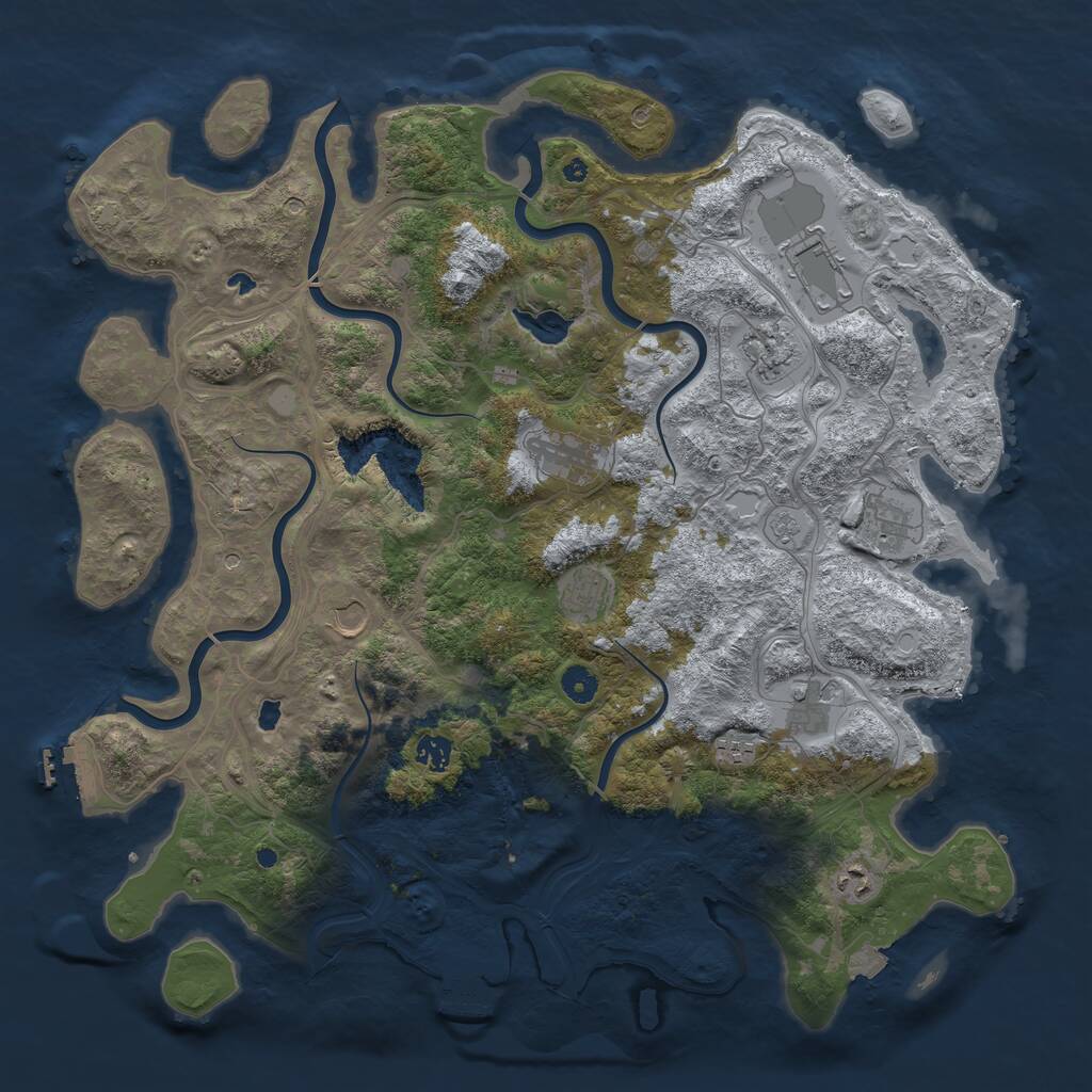 Rust Map: Procedural Map, Size: 4500, Seed: 1449630810, 16 Monuments