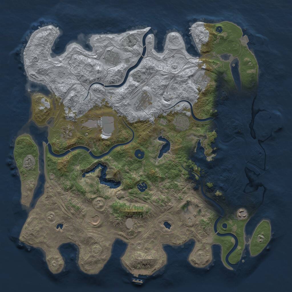 Rust Map: Procedural Map, Size: 4500, Seed: 1242153923, 17 Monuments