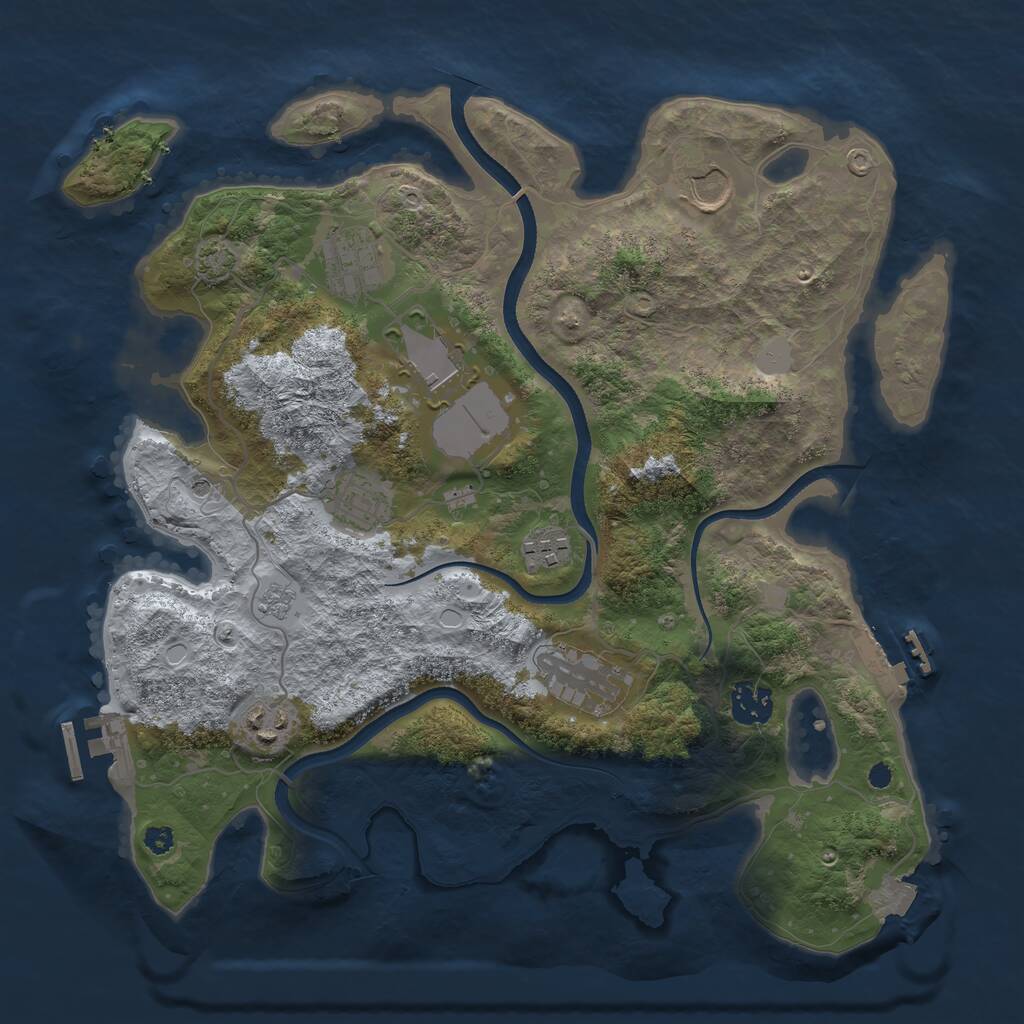 Rust Map: Procedural Map, Size: 3500, Seed: 1418654735, 14 Monuments