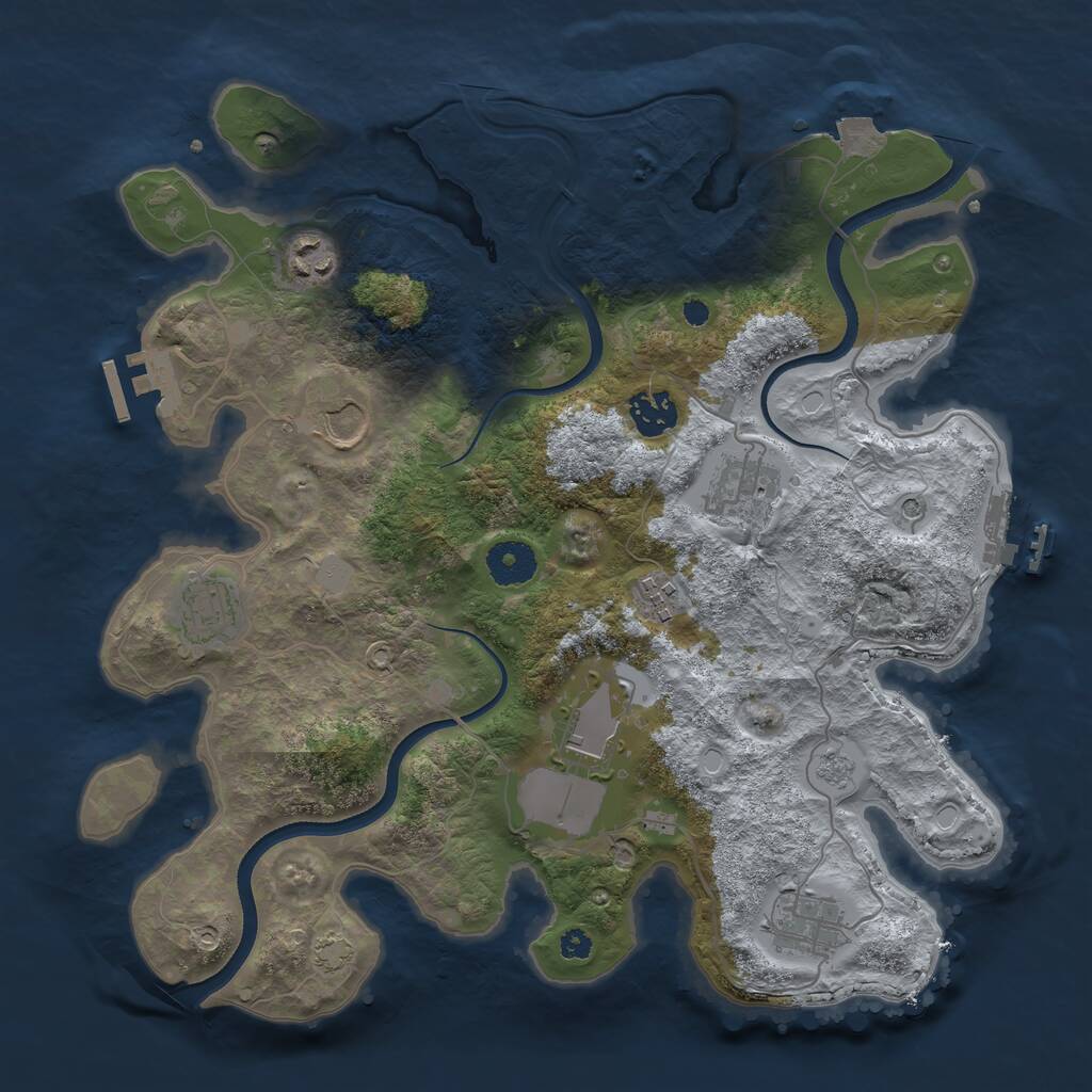 Rust Map: Procedural Map, Size: 3500, Seed: 1292705207, 14 Monuments