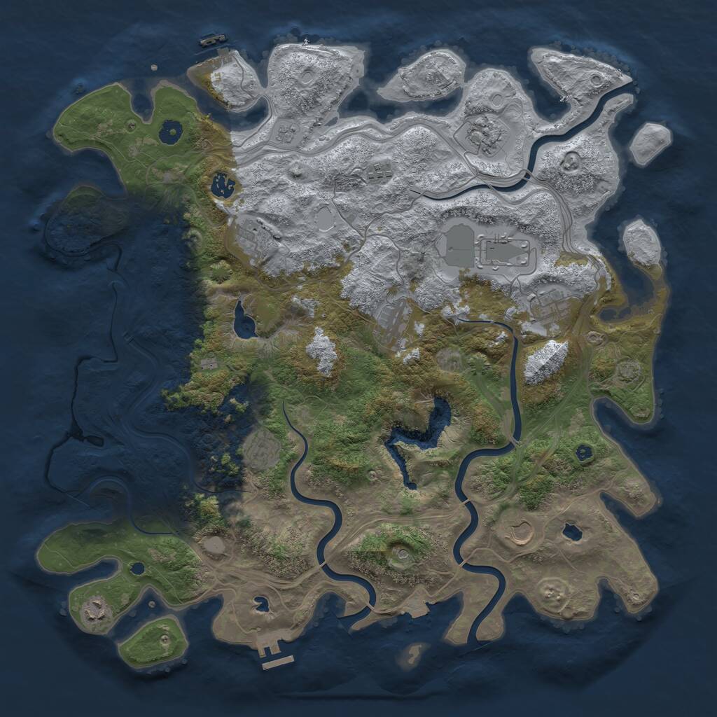 Rust Map: Procedural Map, Size: 4500, Seed: 521611569, 16 Monuments