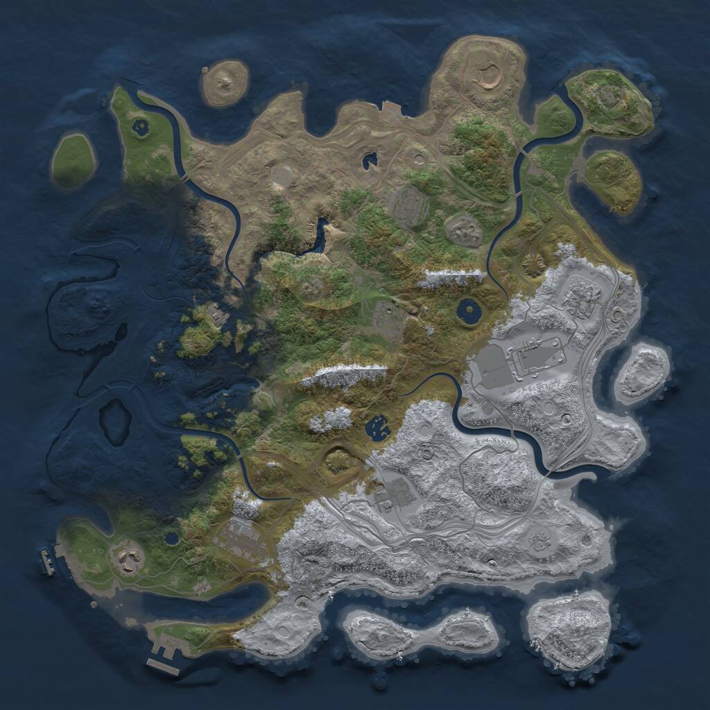 Rust Map: Procedural Map, Size: 4300, Seed: 414621147, 16 Monuments