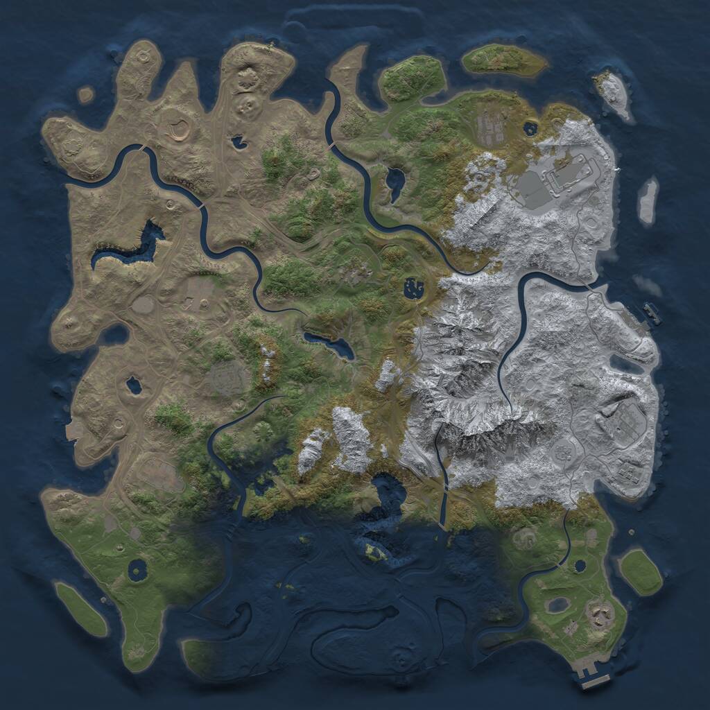 Rust Map: Procedural Map, Size: 5000, Seed: 644091, 17 Monuments