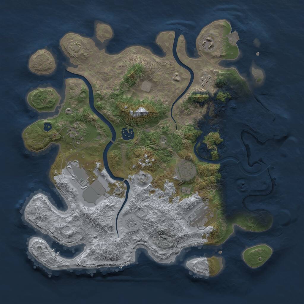 Rust Map: Procedural Map, Size: 3500, Seed: 1064840741, 12 Monuments